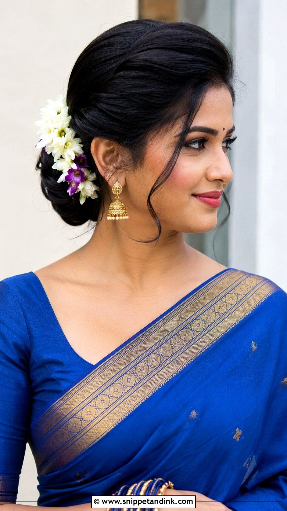 Side Puff South Indian Braid - Snippet and Ink - 15 Side Puff Hairstyles Indian Wedding