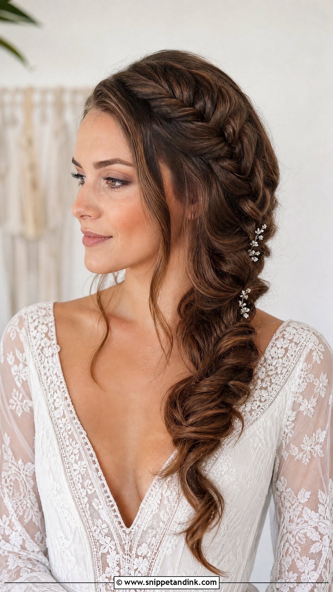Side Rope Braid - Snippet and Ink - 20 Side Pinned Wedding Hair Ideas