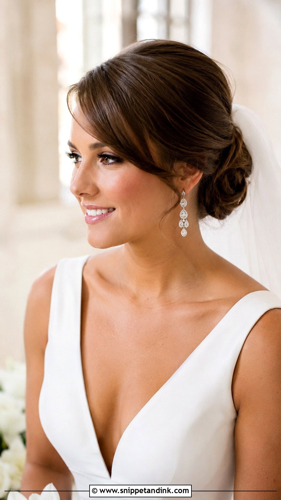 Side Swept Bangs With Updo - Snippet and Ink - 25 Bride Hairstyles with Bangs