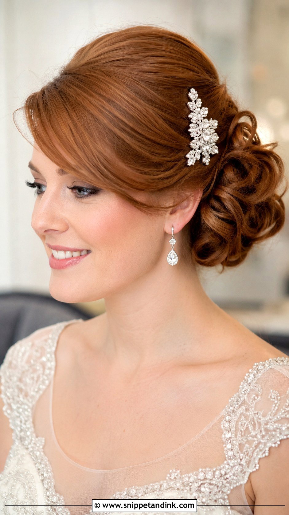 Side Swept Bangs With Updo - Snippet and Ink - 20 Hairstyle with Bangs for Wedding Ideas