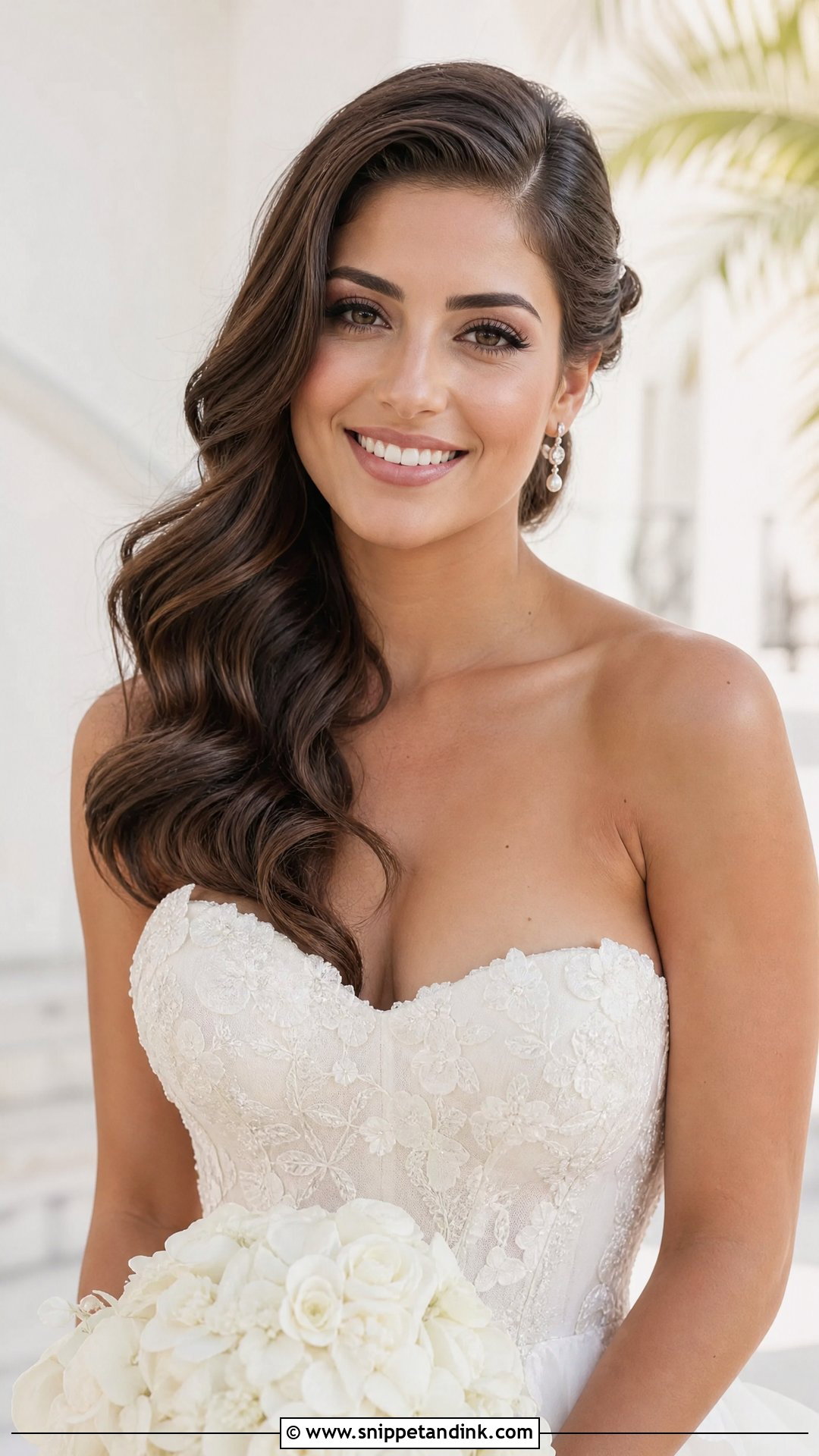 Side Swept Beach Wave Bridal Hair - Snippet and Ink - 15 Beach Wave Bridal Hair Ideas