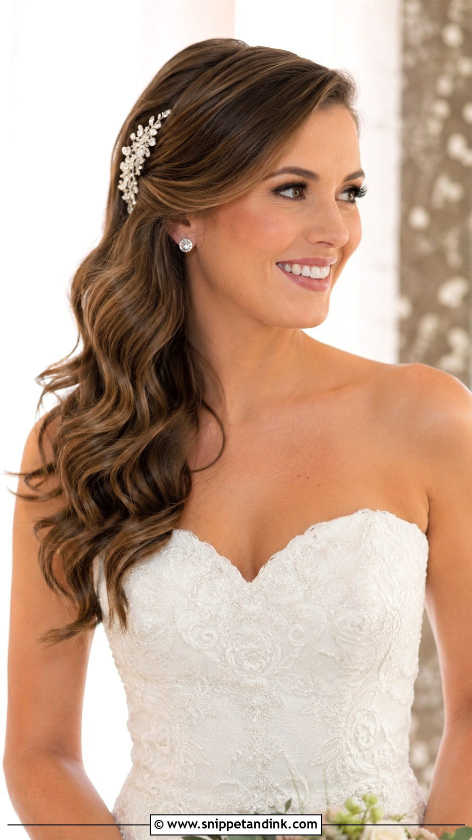 Side Swept Beach Waves for Wedding - Snippet and Ink - 20 Beach Waves Hairstyles for Wedding