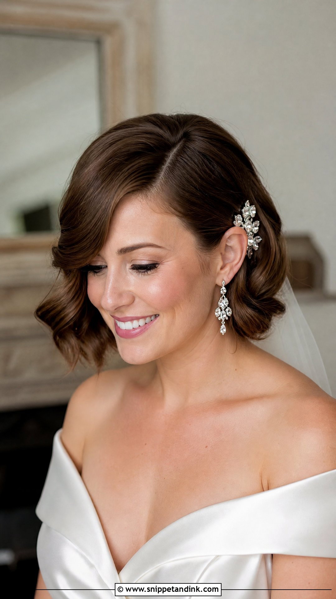 Side Swept Bob Hairstyle - Snippet and Ink - 20 Short Hair Wedding Hairstyles the Bride
