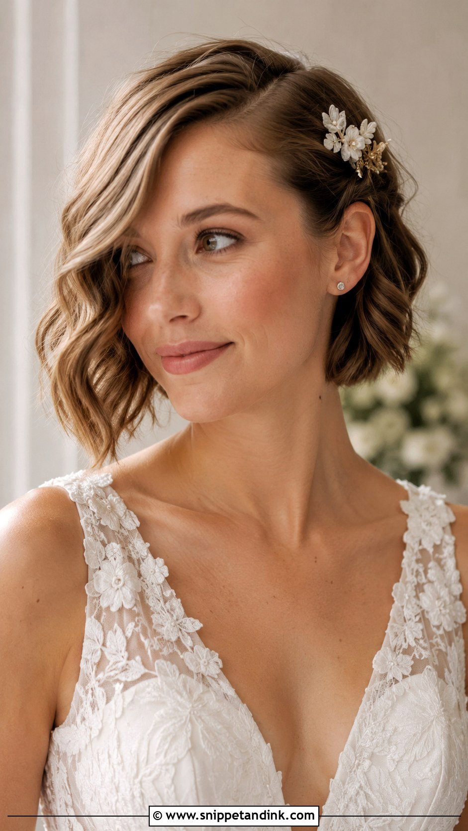 Side Swept Bob Hairstyle - Snippet and Ink - 20 Bridal Hair Side Swept Ideas