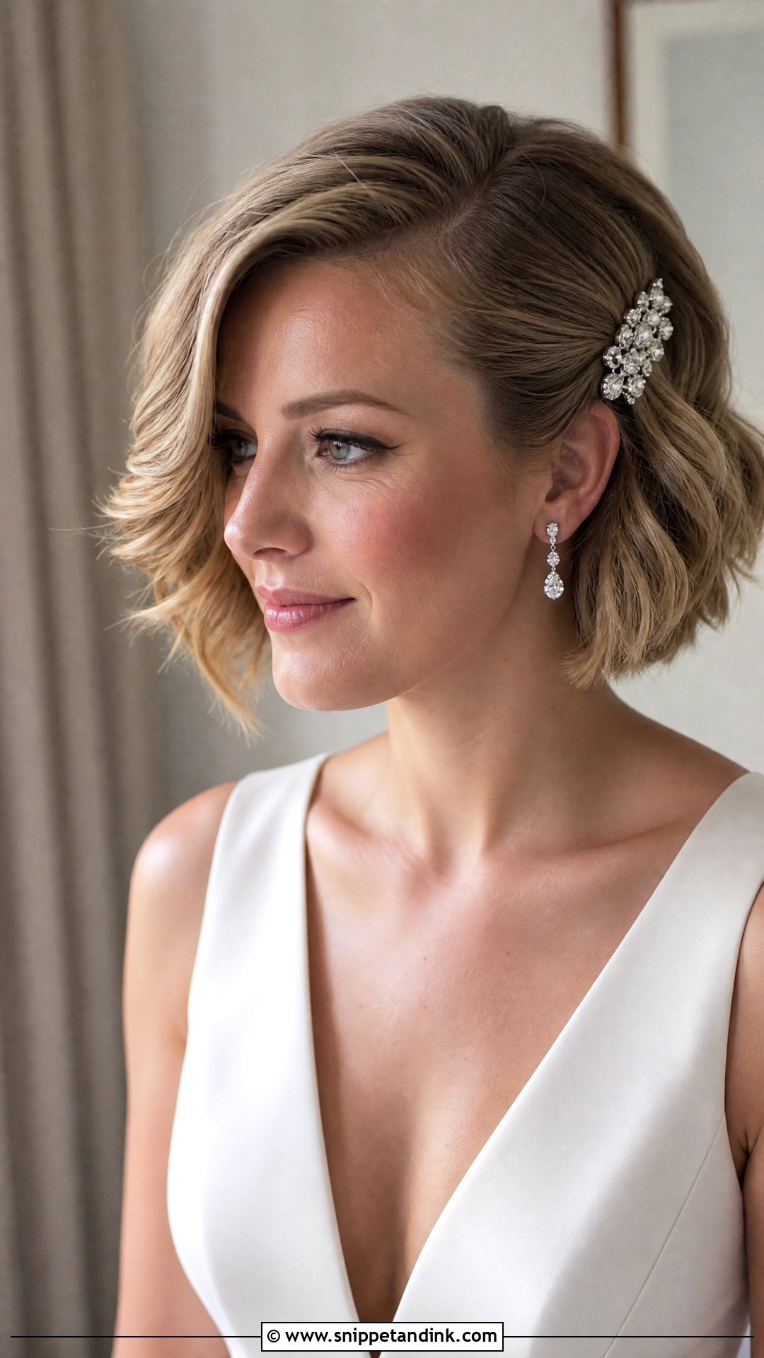 Side Swept Bob Wedding Hairstyle - Snippet and Ink - 20 Sideswept Wedding Hair Ideas