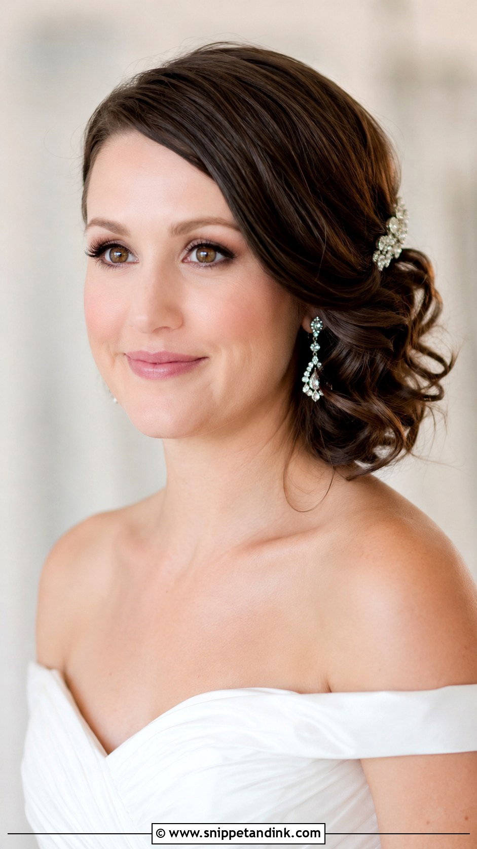 Side Swept Bob With Curls - Snippet and Ink - 20 Bridal Hairstyle for Short Hair Ideas