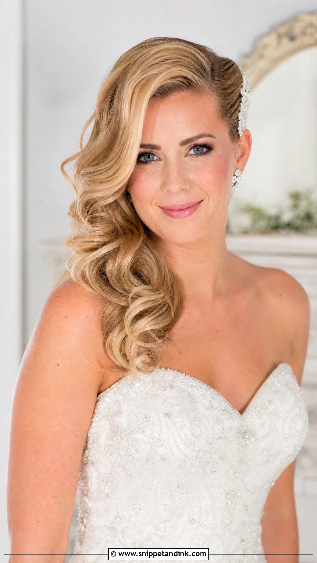 Side Swept Bob With Curls for Bride - Snippet and Ink - 20 Short Hairstyle for Bride Ideas