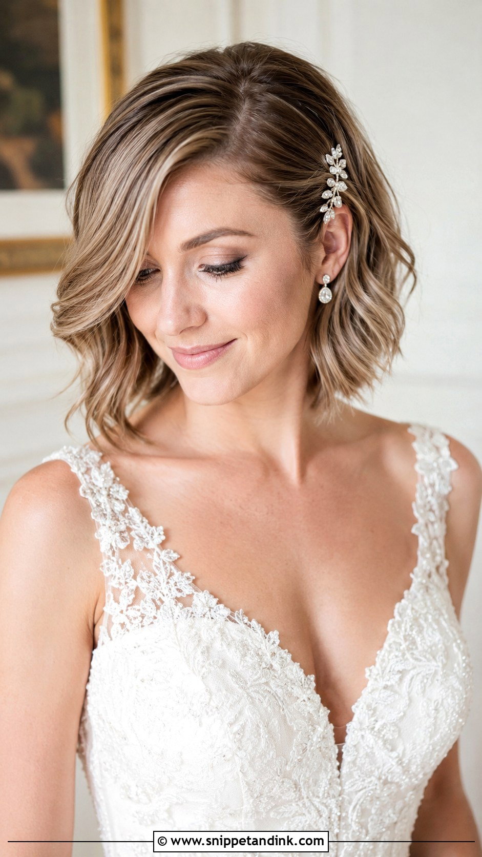 Side Swept Bob for Bride - Snippet and Ink - 25 Short Hair Styles for Wedding