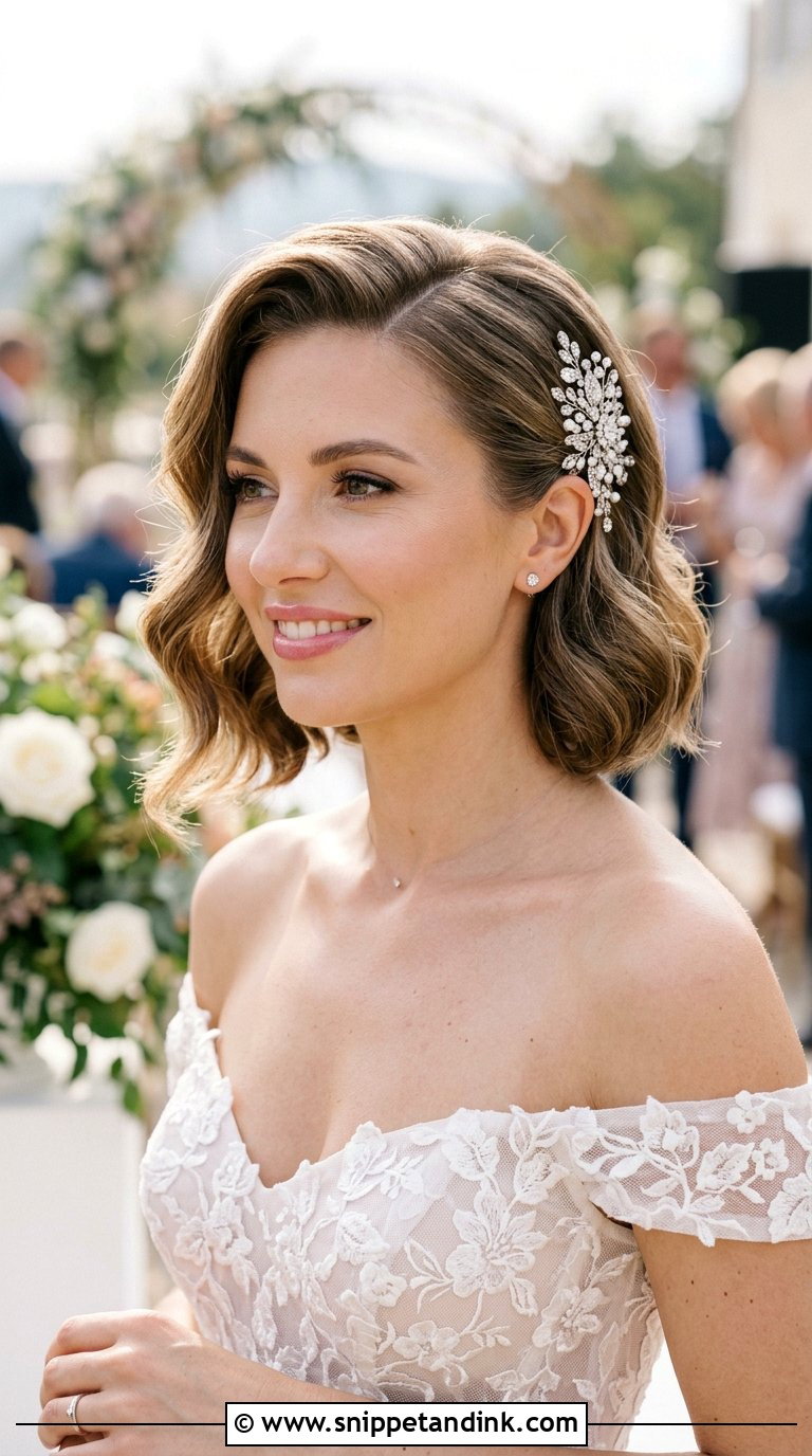 Side Swept Bob for Weddings - Snippet and Ink - 20 Bride Hairstyles for Short Hair