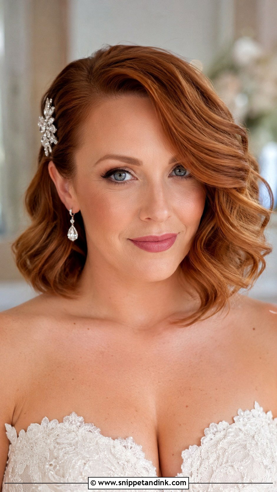 Side Swept Bob with Waves - Snippet and Ink - 30 Short Hair Wedding Ideas