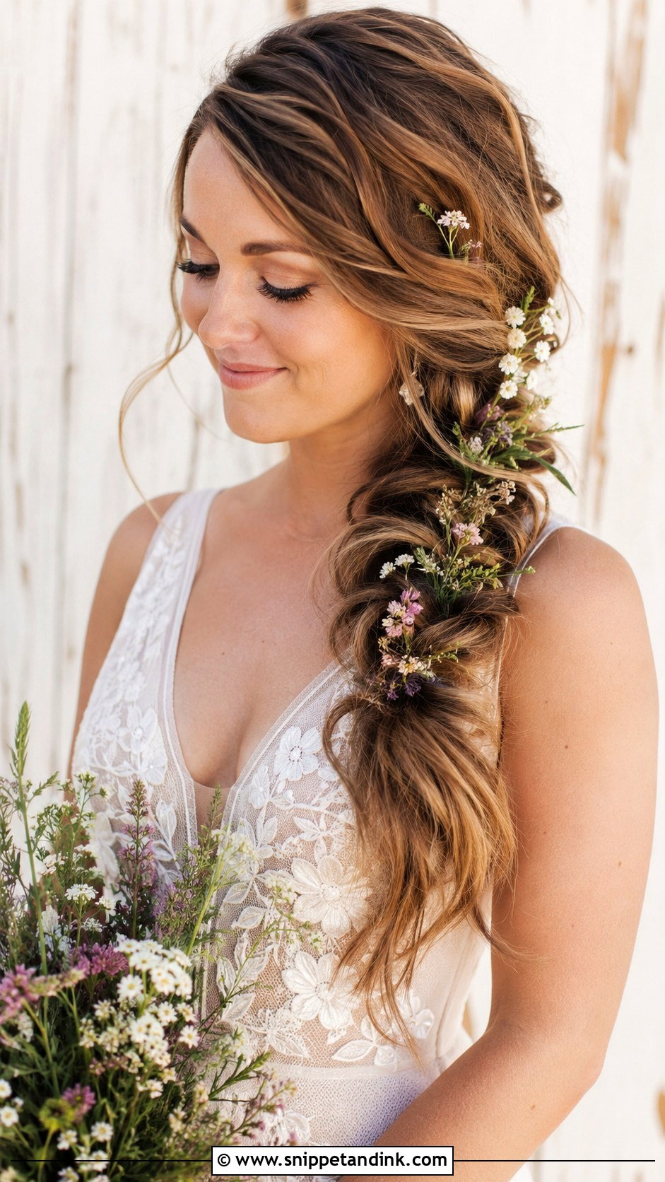 Side Swept Boho Braid - Snippet and Ink - 25 Side Swept Wedding Hair Ideas