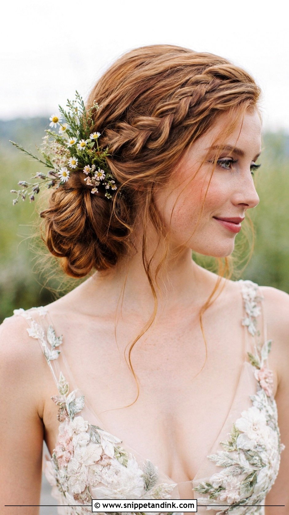 Side Swept Boho Bun - Snippet and Ink - 30 One Sided Wedding Hairstyle Ideas