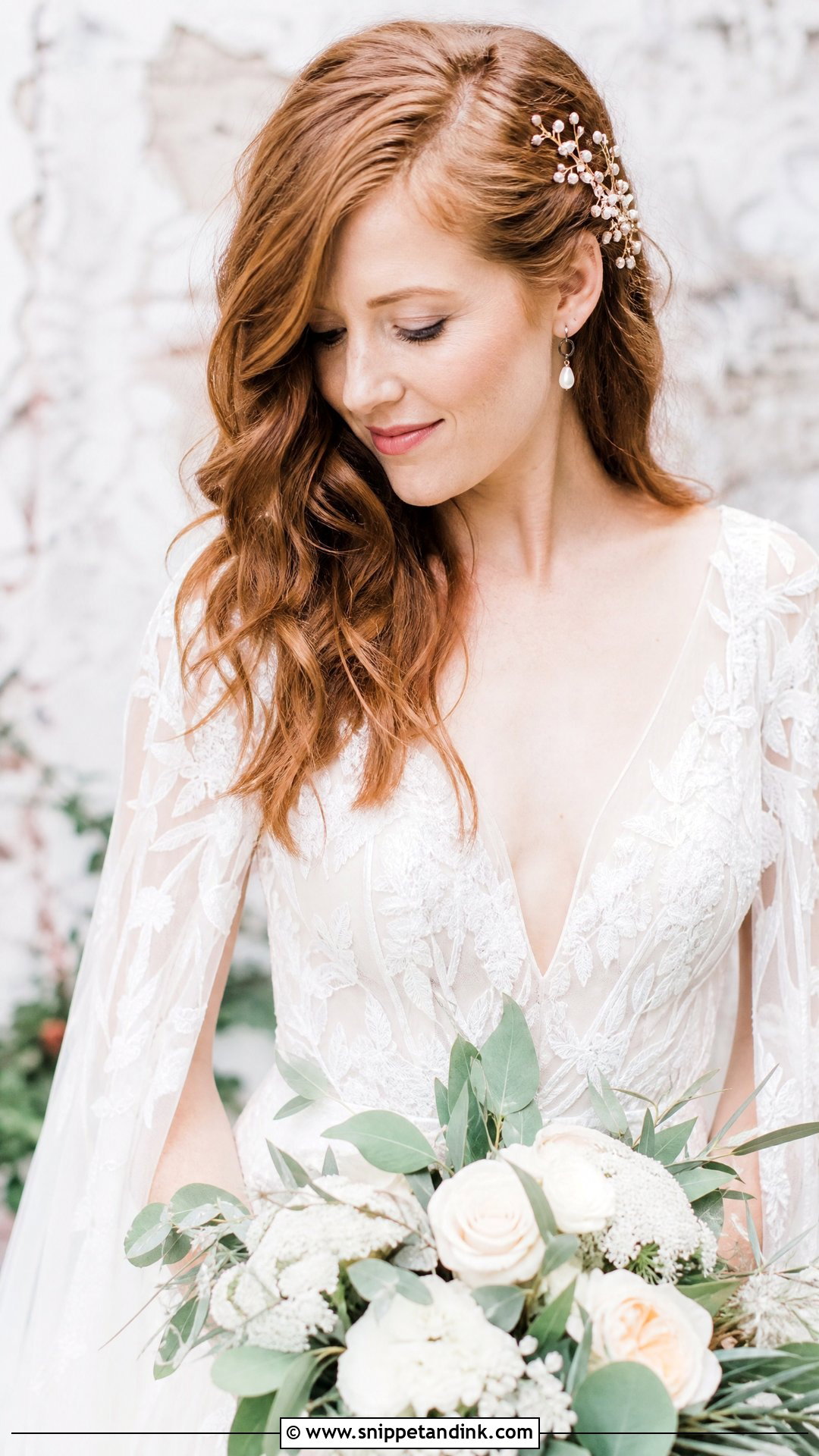 Side Swept Boho Waves - Snippet and Ink - 20 Side Pinned Wedding Hair Ideas
