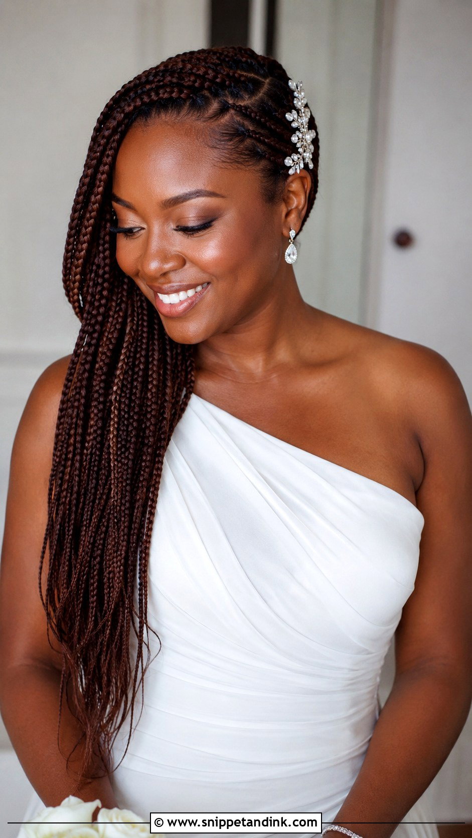 Side Swept Box Braids Wedding - Snippet and Ink - 15 Wedding Box Braids