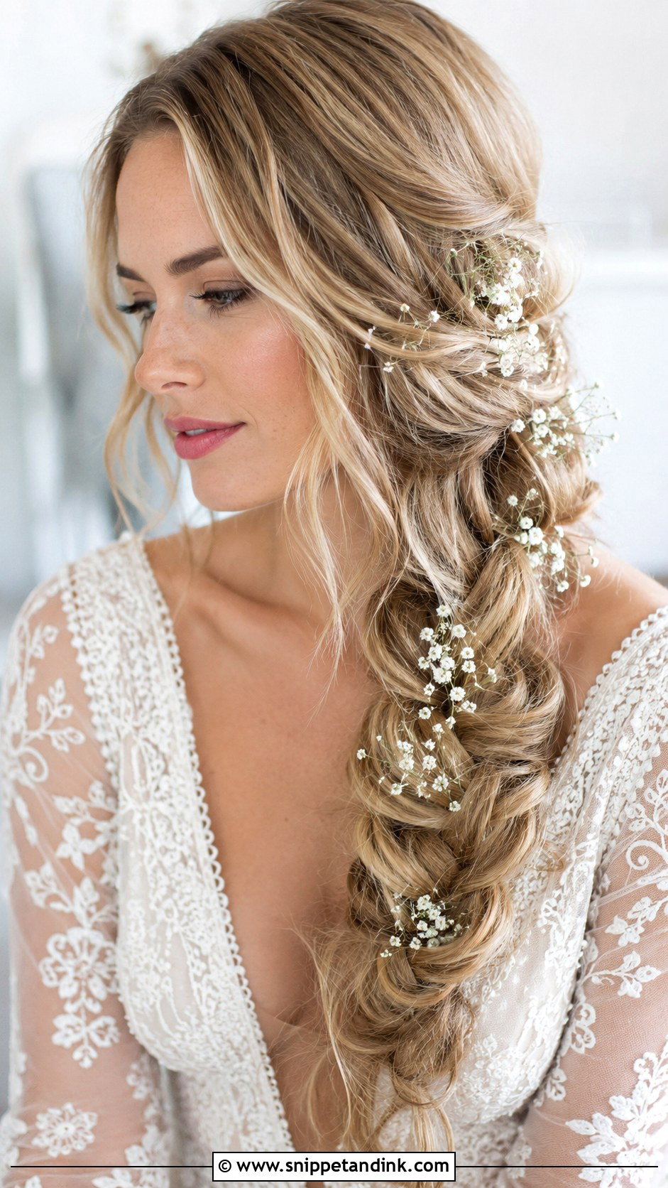 Side Swept Braid Over One Shoulder - Snippet and Ink - 20 Side Swept Wedding Hairstyles