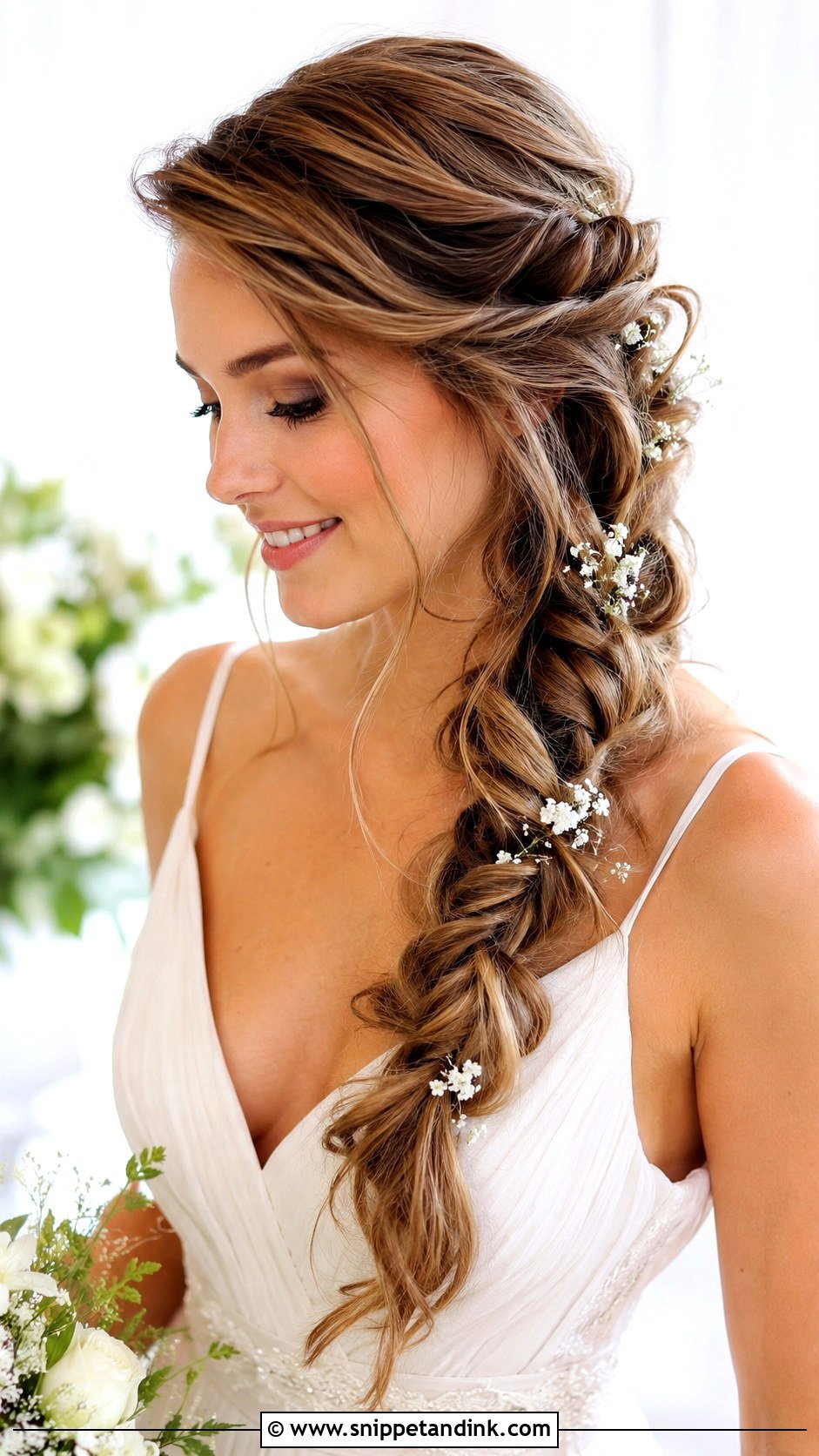 Side Swept Braid Updo - Snippet and Ink - 20 Bridal Updo with Braid Ideas