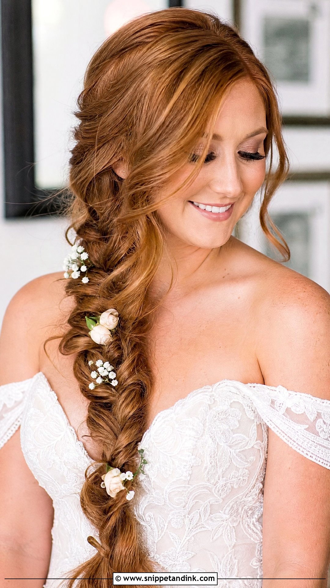 Side Swept Braid Wedding Look - Snippet and Ink - 20 Wedding Hair Braids
