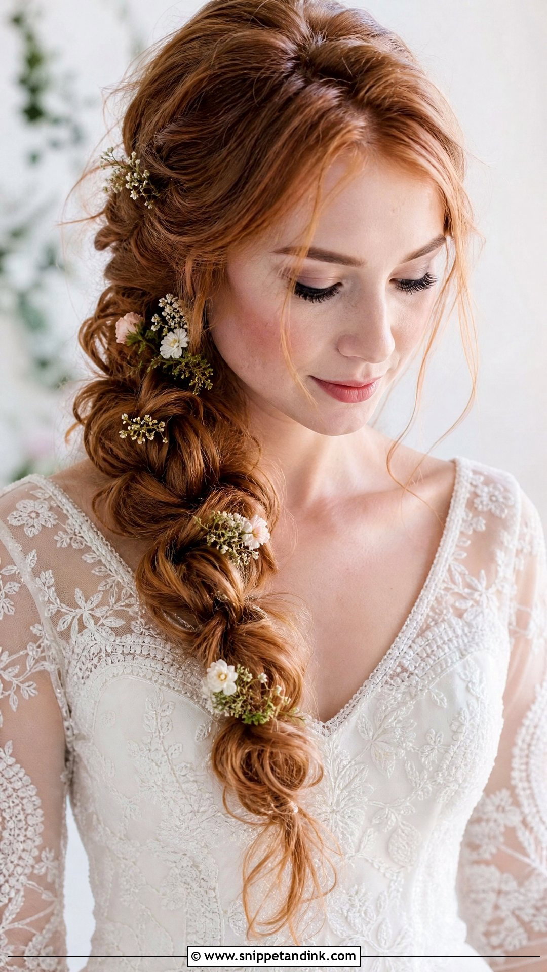 Side Swept Braid for Brides - Snippet and Ink - 20 Viking Wedding Hairstyles