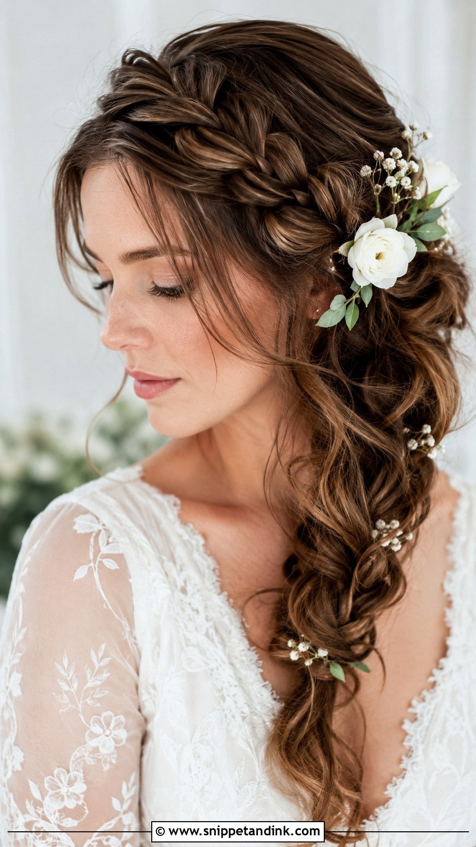 Side Swept Braided Crown - Snippet and Ink - 20 One Side Up Wedding Hair Ideas