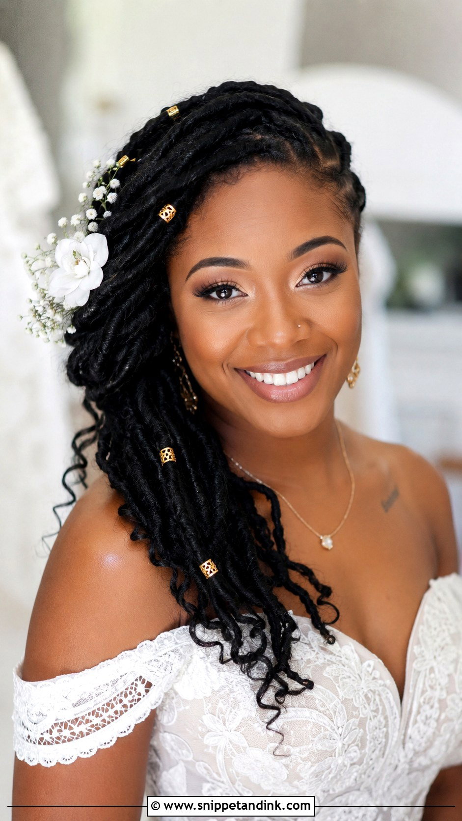 Side Swept Braided Locs - Snippet and Ink - 30 Dreadlock Wedding Hairstyles