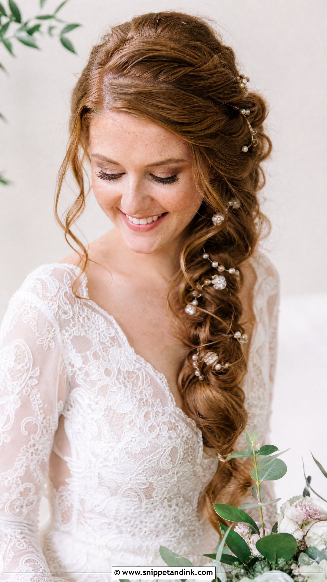Side Swept Bridal Braid - Snippet and Ink - 15 Bridal Hair to the Side Ideas