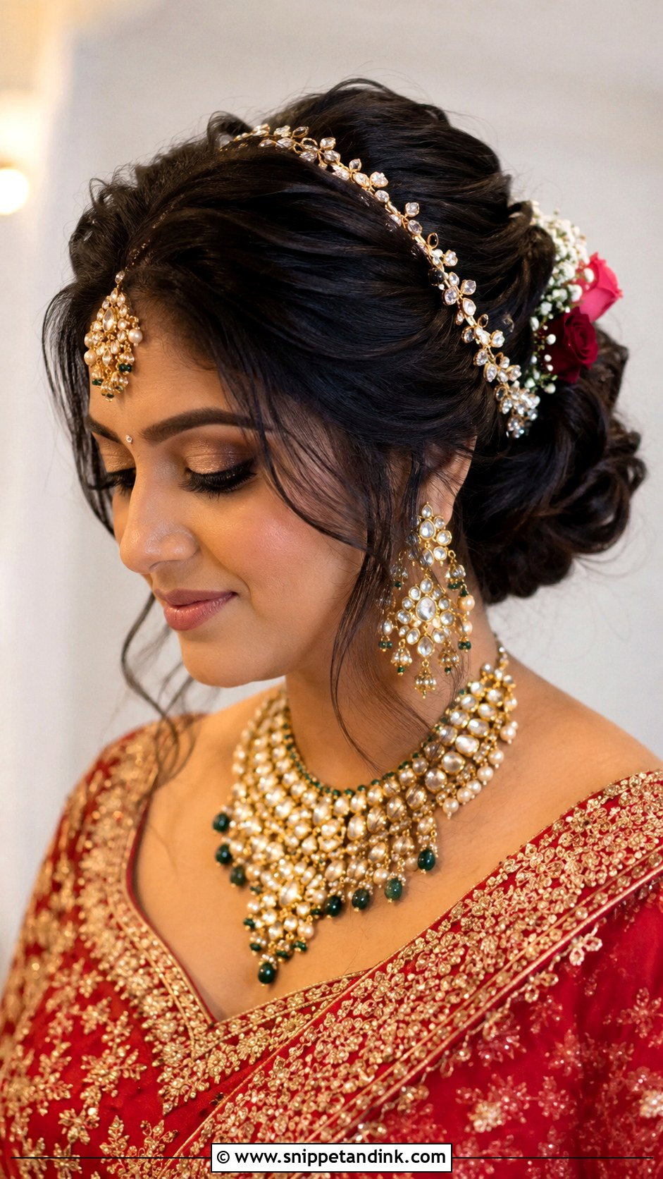 Side Swept Bridal Bun Indian Wedding Hairstyle - Snippet and Ink - 15 Side Hairstyles Indian Wedding