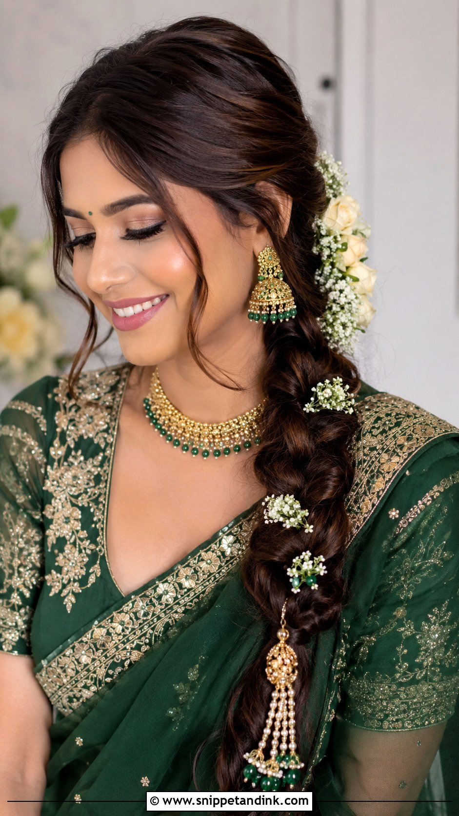 Side Swept Bridal Choti Braid - Snippet and Ink - 25 Bridal Choti Hairstyle Ideas