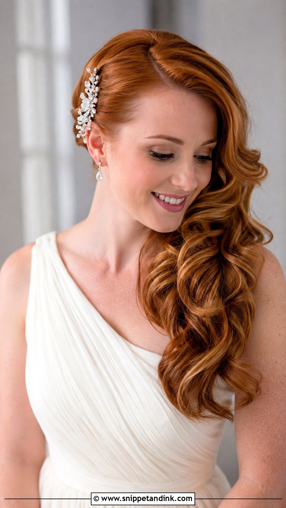 Side Swept Bridal Curls - Snippet and Ink - 15 Summer Bride Hair Ideas