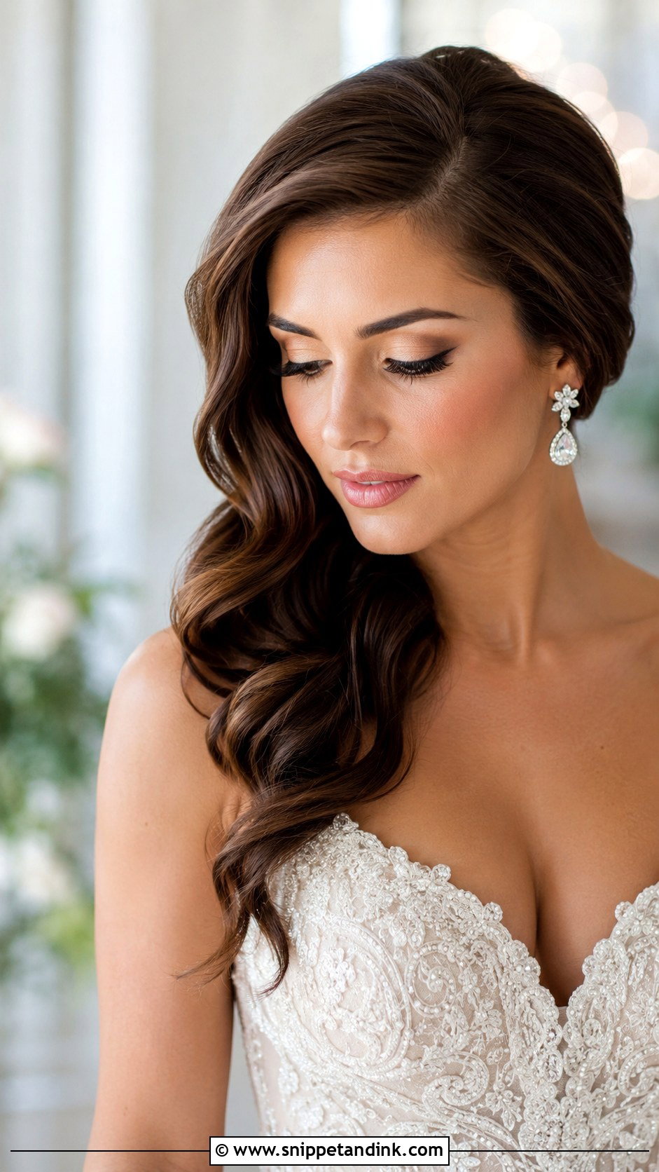 Side Swept Bridal Hair - Snippet and Ink - 35 Bride Hair Ideas