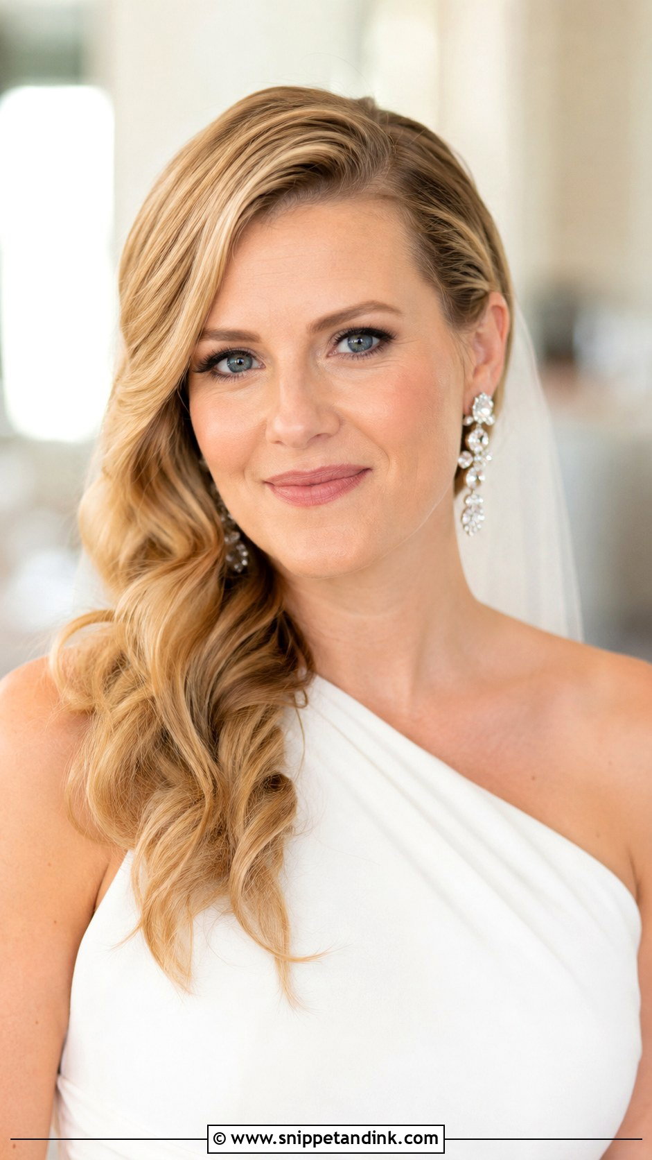 Side Swept Bridal Hair Down - Snippet and Ink - 30 Bride Hair Down Ideas
