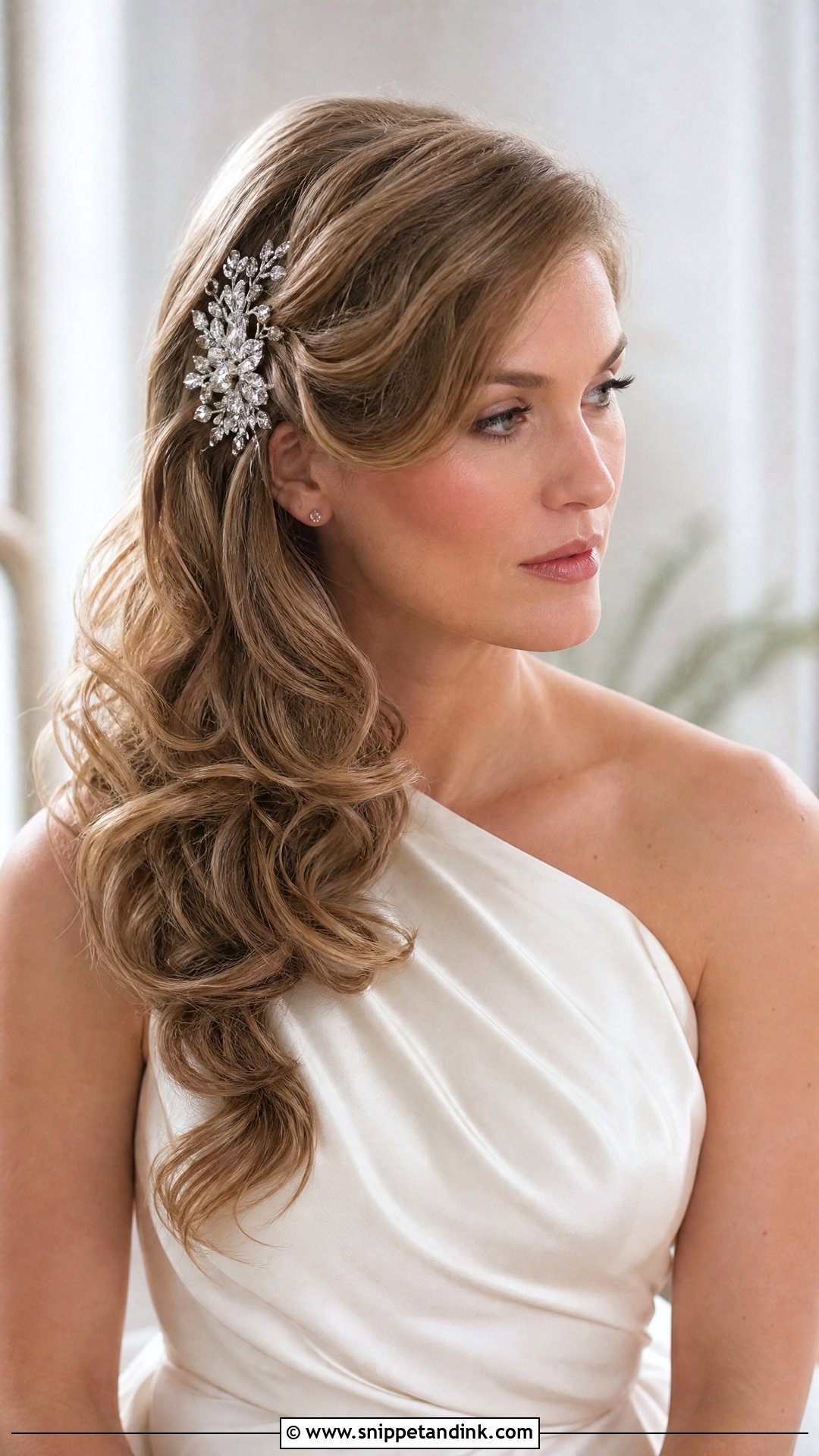 Side Swept Bridal Hair Down - Snippet and Ink - 20 Medium Length Bridal Hair Down Ideas