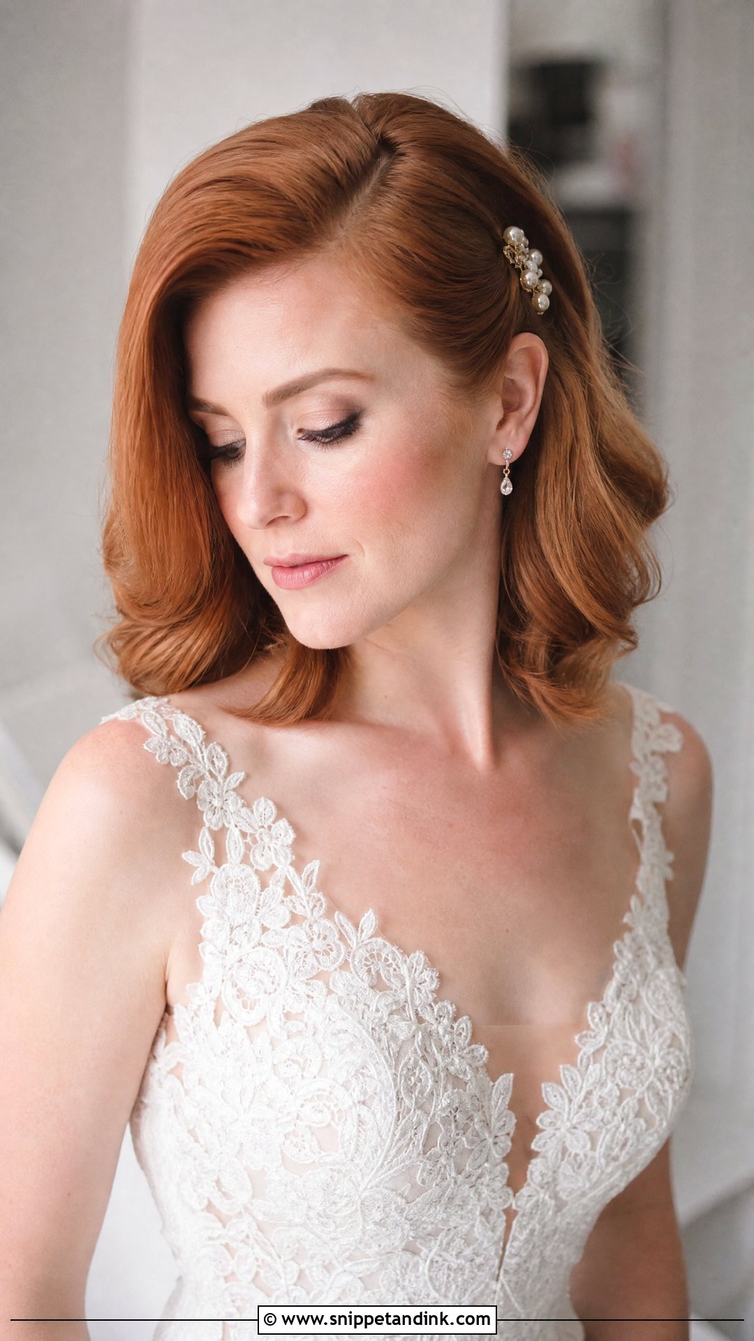 Side Swept Bridal Hair For Medium Hair - Snippet and Ink - 15 Bridal Hair to the Side Ideas