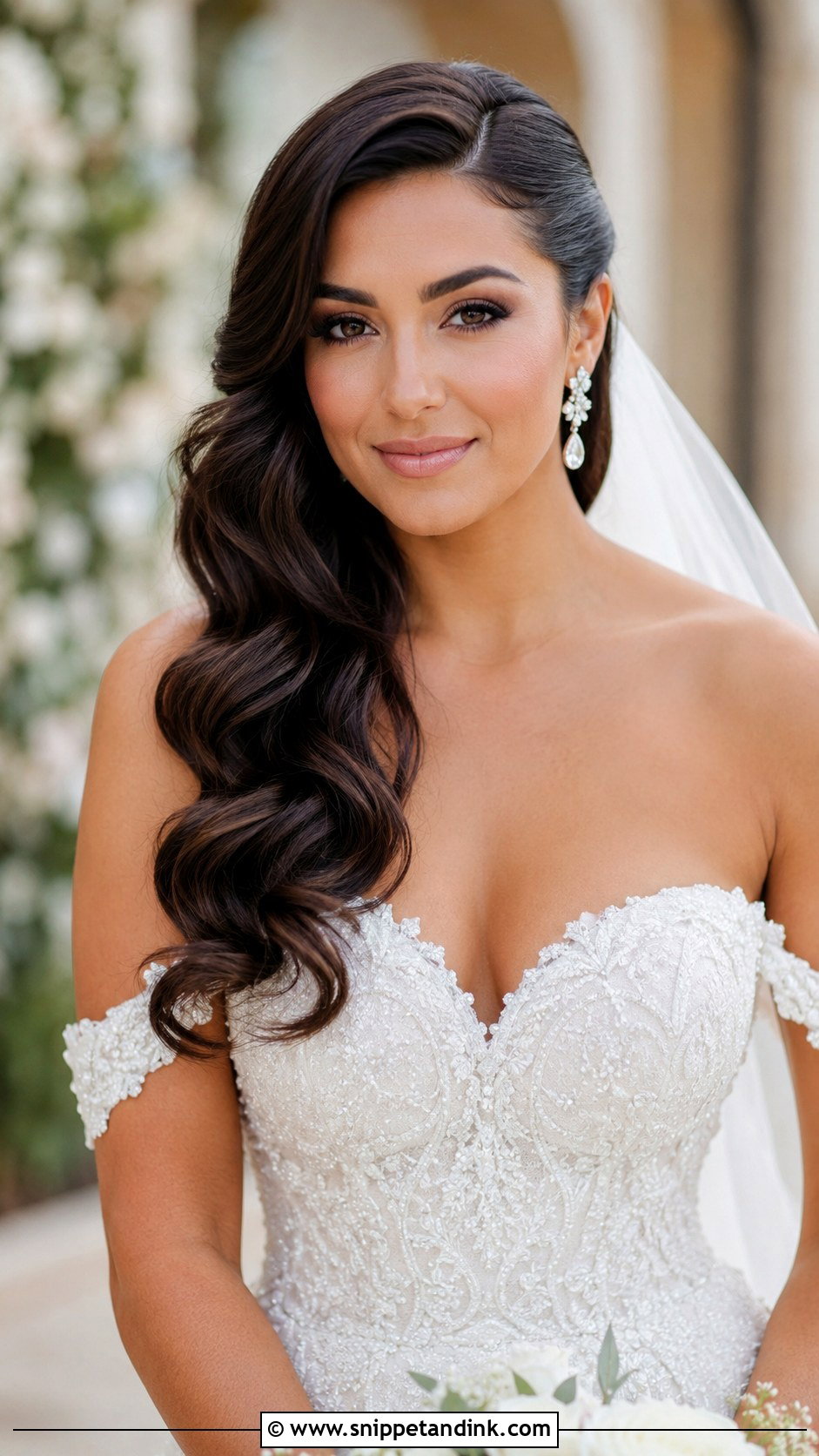 Side Swept Bridal Hair For Round Face - Snippet and Ink - 20 Bridal Hairstyles for Round Face Brides