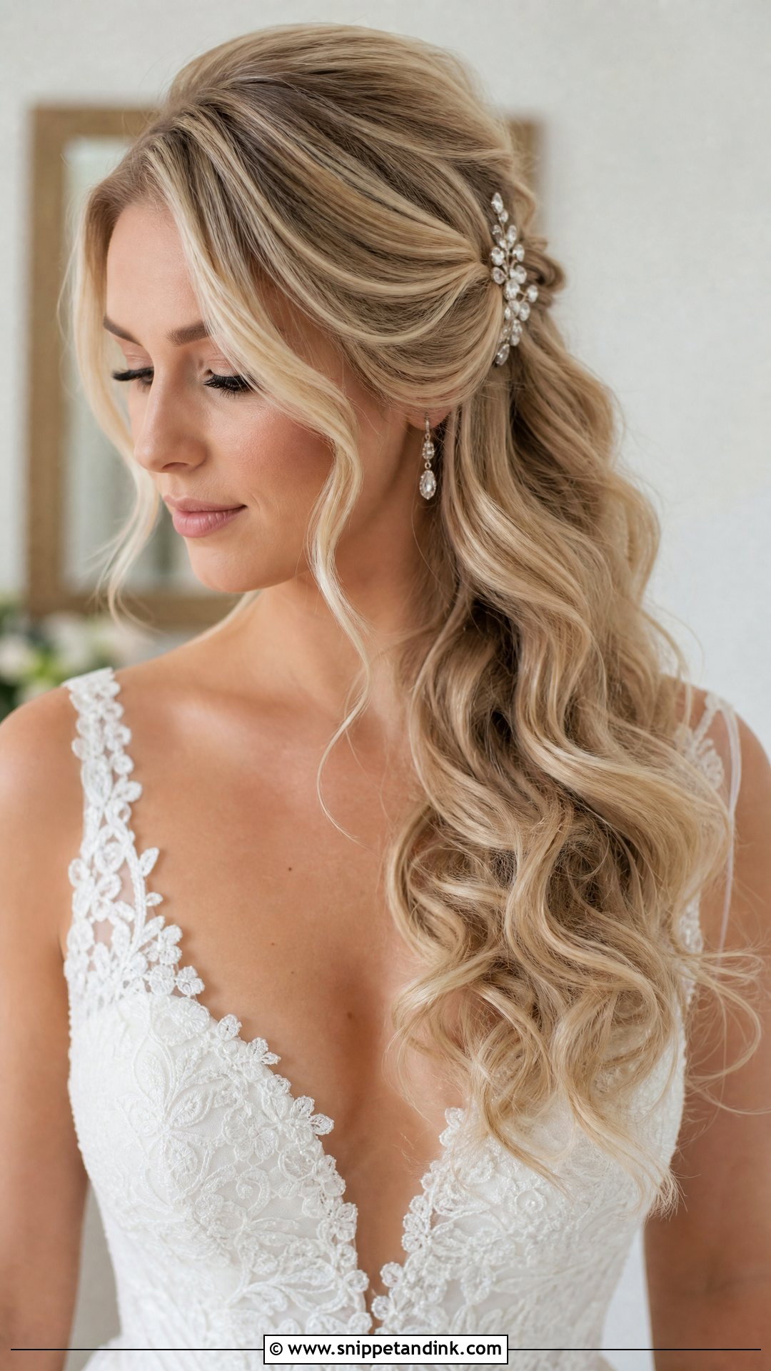 Side Swept Bridal Hair For Round Face - Snippet and Ink - 15 Bridal Hair for Round Face Brides