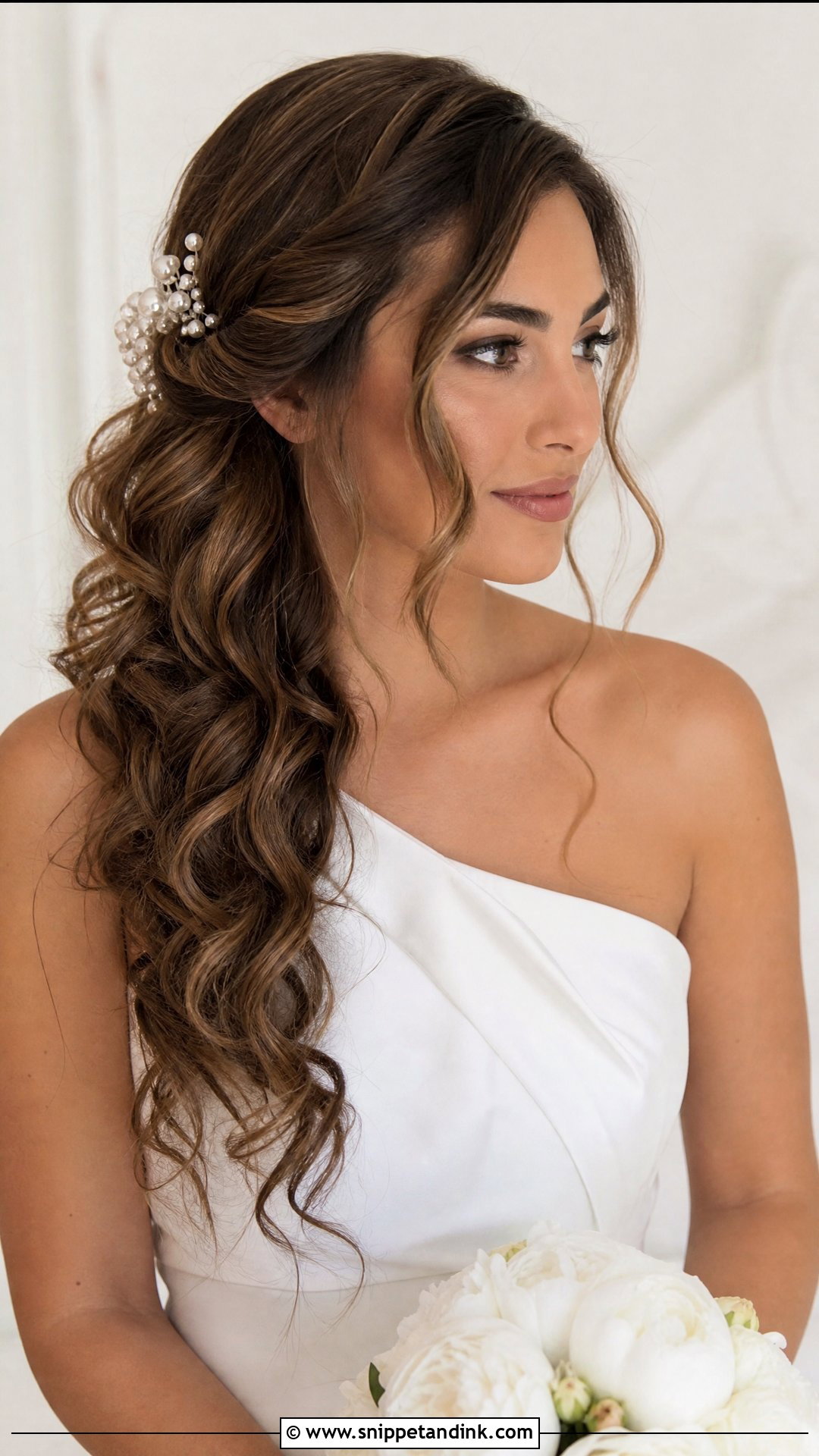 Side Swept Bridal Hair - Snippet and Ink - 15 Bridal Hairdos for Long Hair