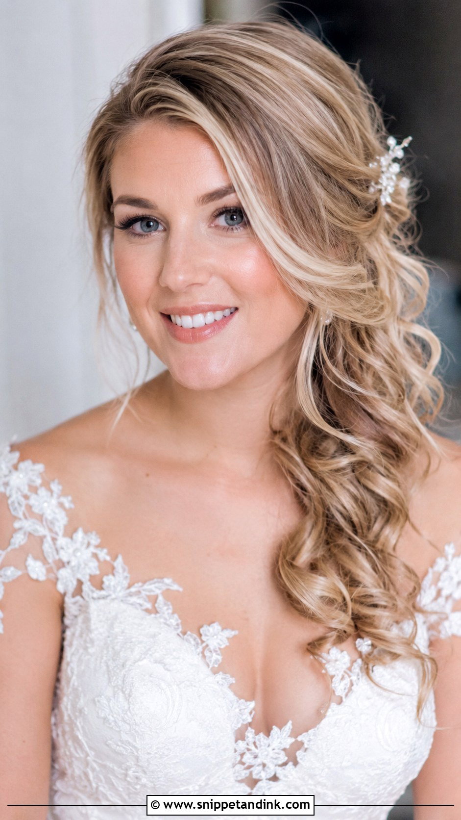 Side Swept Bridal Hairstyle - Snippet and Ink - 20 Spring Wedding Hair Ideas