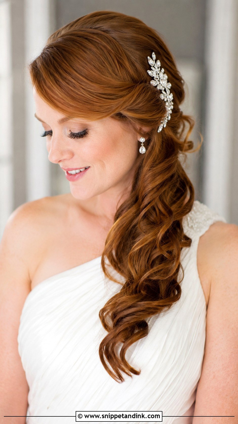 Side Swept Bridal Hairstyle - Snippet and Ink - 30 Hairstyle for Bride Ideas