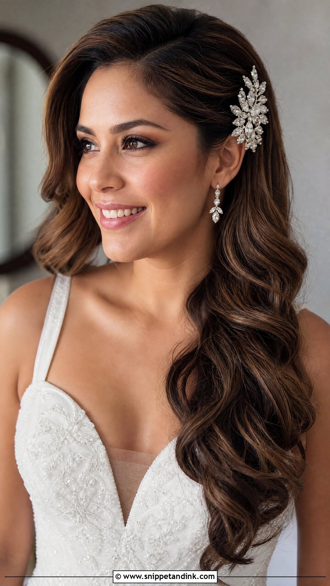 Side Swept Bridal Hairstyle For Long Face - Snippet and Ink - 15 Bridal Hairstyles for Long Face