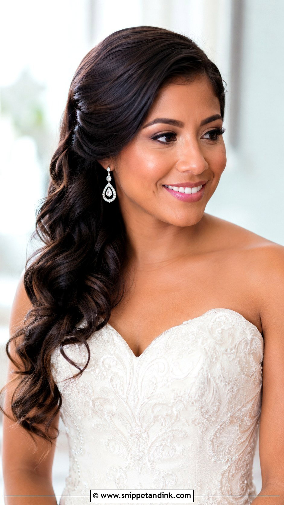 Side Swept Bridal Hairstyle For Square Face - Snippet and Ink - 15 Square Face Bridal Hairstyles