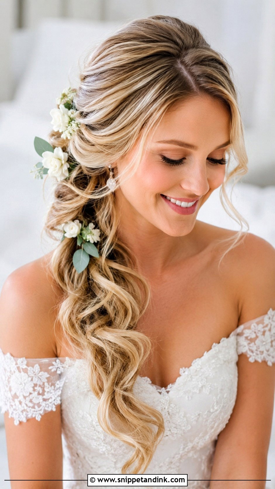 Side Swept Bridal Ponytail - Snippet and Ink - 25 Bridal Hair Ponytail Ideas