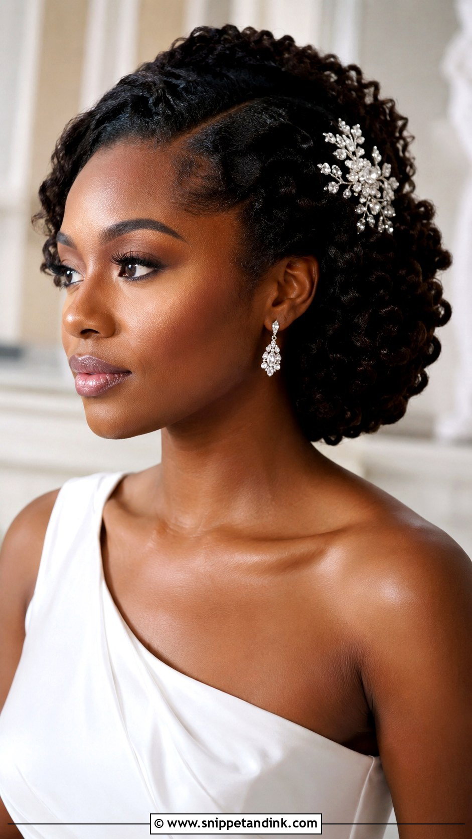 Side Swept Bridal Updo - Snippet and Ink - 15 Updo Styles for Black Women Wedding