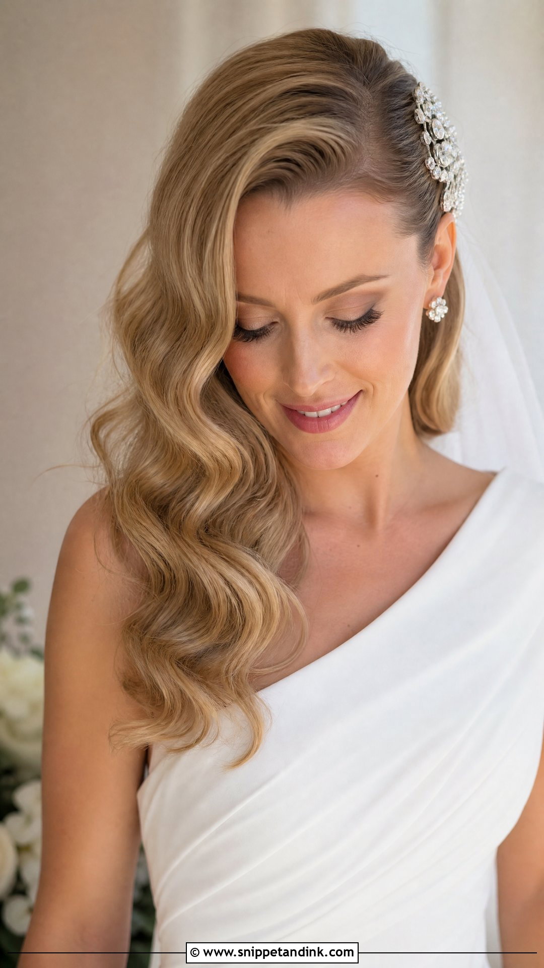 Side Swept Bridal Waves - Snippet and Ink - 20 Modern Bride Hairstyles