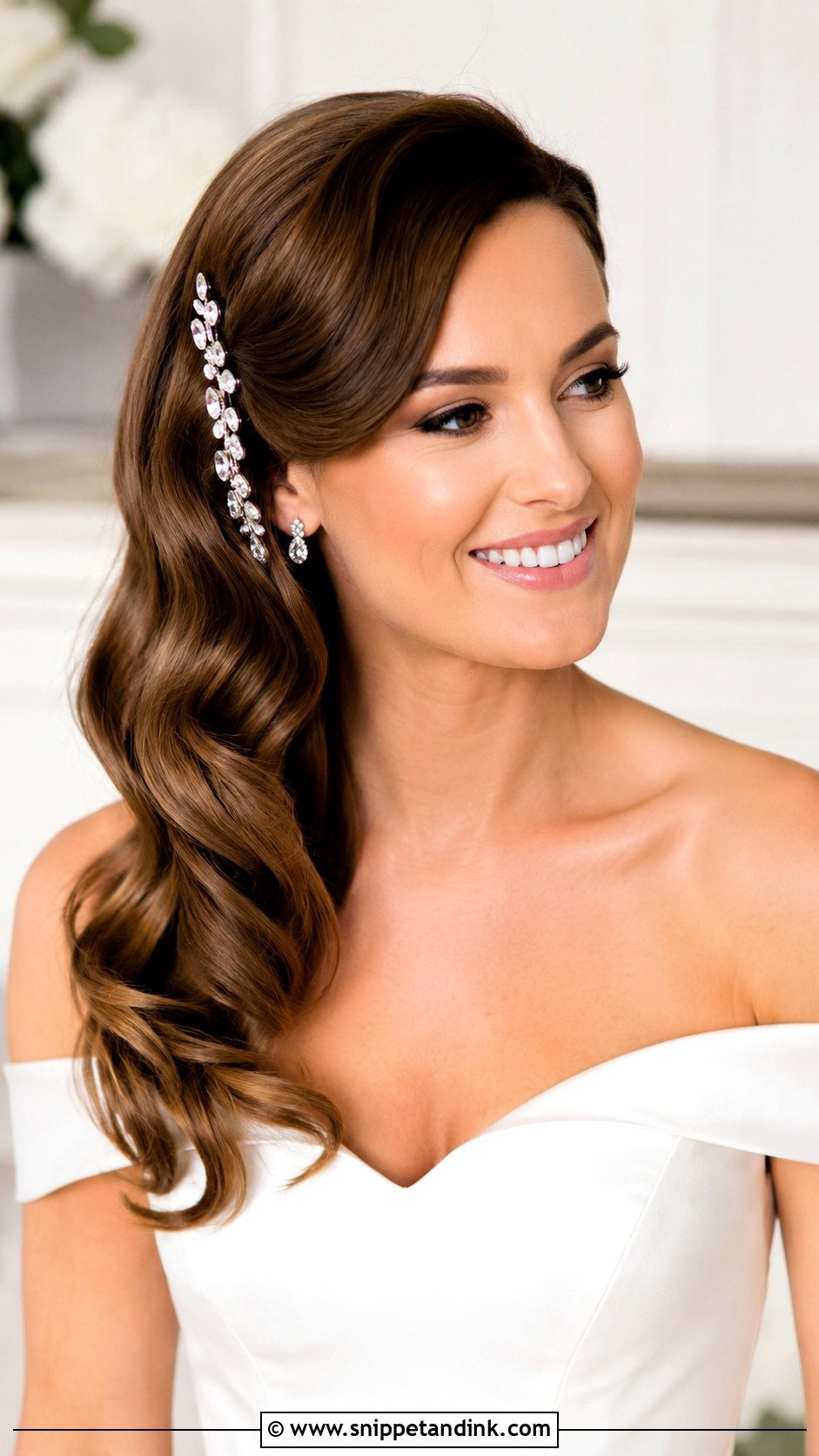 Side Swept Bridal Waves - Snippet and Ink - 20 Natural Bridal Hair Ideas