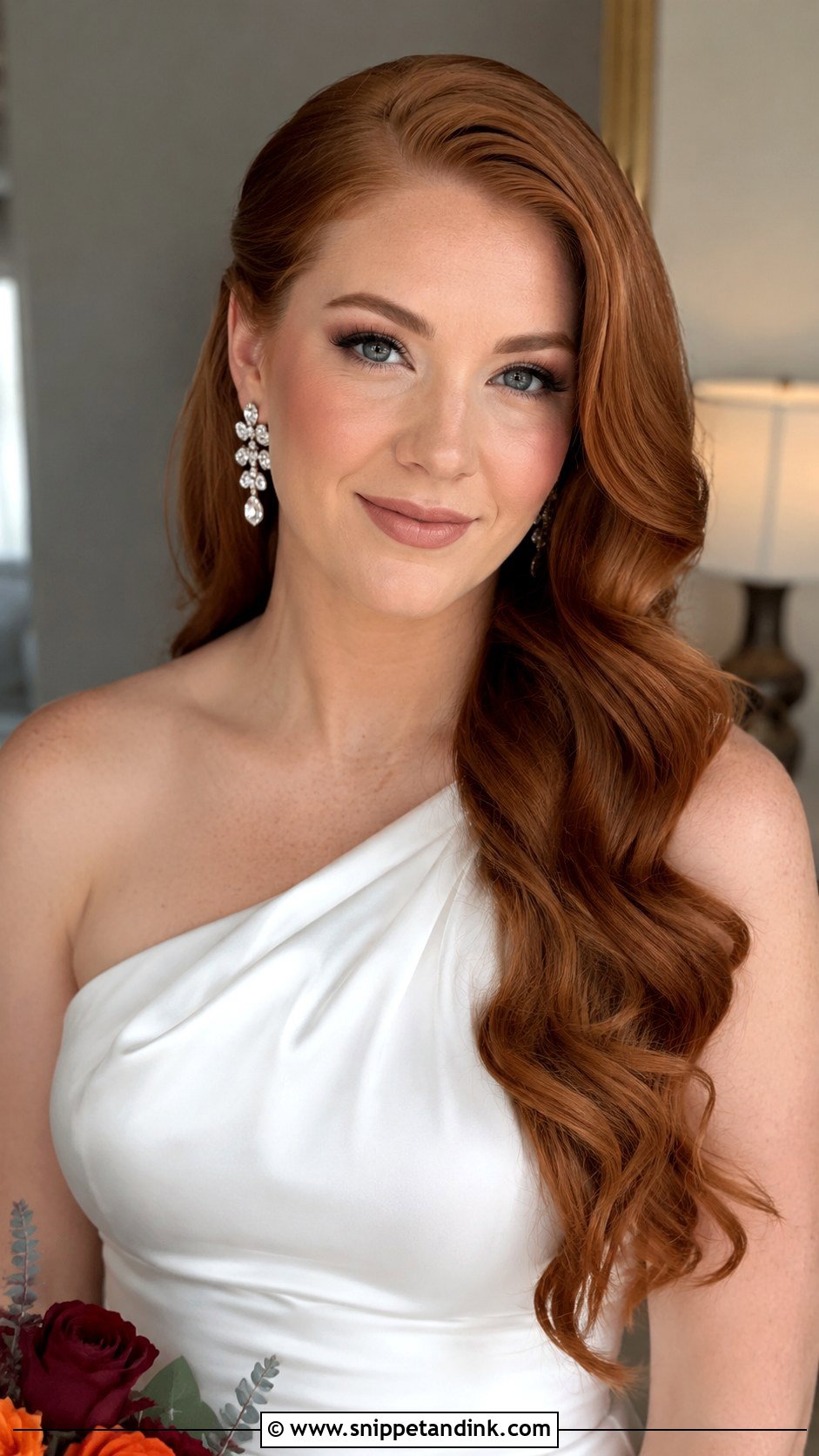 Side Swept Bridal Waves - Snippet and Ink - 20 Simple Bridal Hair Down Ideas