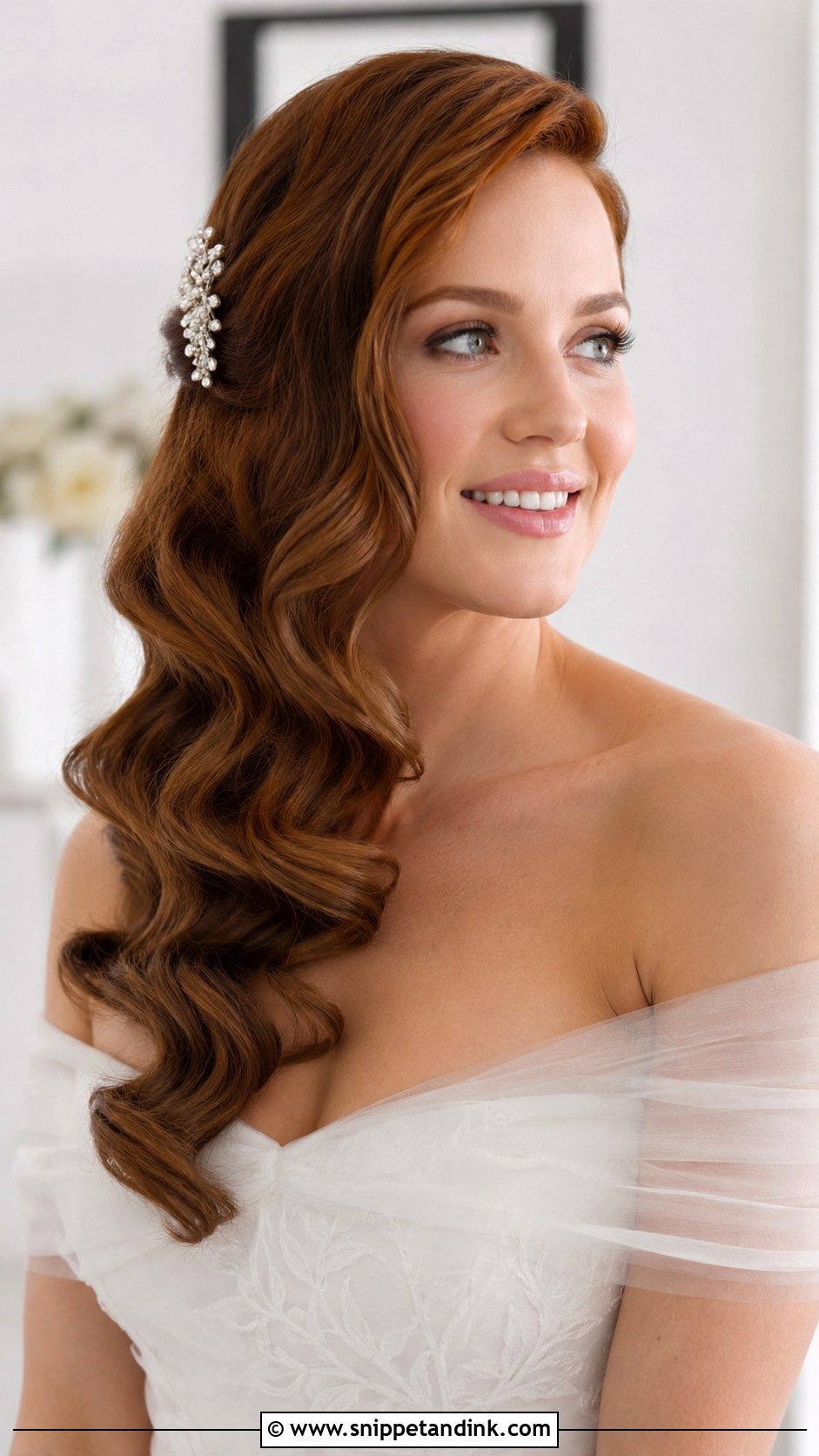 Side Swept Bridal Waves - Snippet and Ink - 30 Wedding Day Hair Ideas
