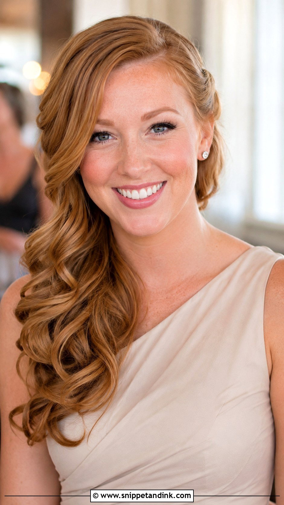 Side Swept Bridesmaid Hair - Snippet and Ink - 20 Hair Down Wedding Bridesmaid Ideas