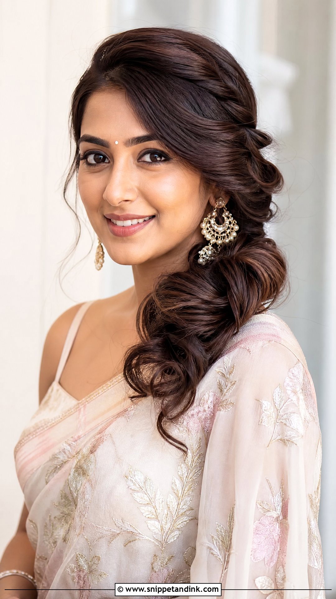 Side Swept Bun Hairstyle - Snippet and Ink - 20 Indian Wedding Buns Hairstyles
