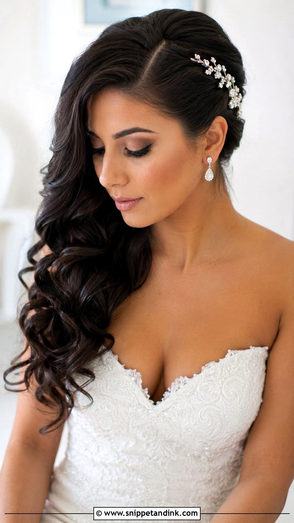 Side Swept Curl Wedding Hair - Snippet and Ink - 20 Curl Wedding Hair Styles