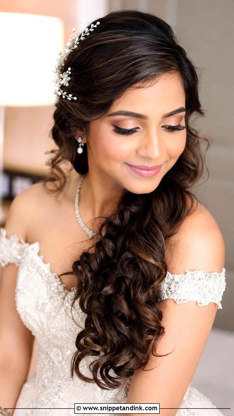 Side Swept Curls - Snippet and Ink - 25 Trendy Indian Wedding Hairstyles