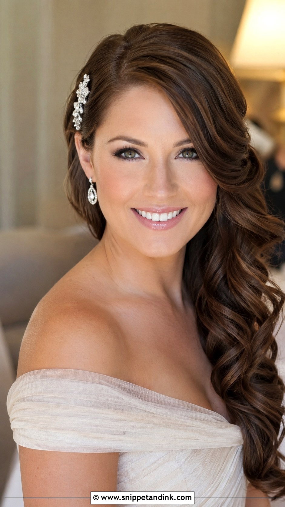 Side Swept Curls - Snippet and Ink - 25 Wedding Hair Dos